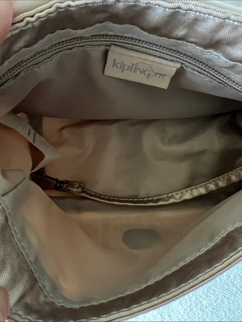 Kipling Metallic Taupe Crossbody Bag with Front Zip Pocket - Picture 6 of 13